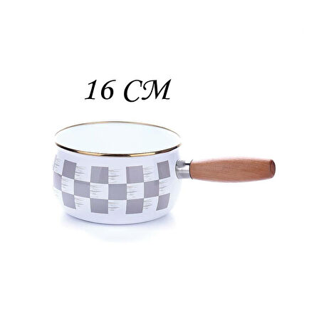 Emaye Sos Tavası Gri Dama Desen 16 CM Yumurta Haşlama