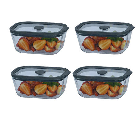 Sızdırmaz Cam Kapaklı Saklama Kabı 470 ML – 4’lü Set