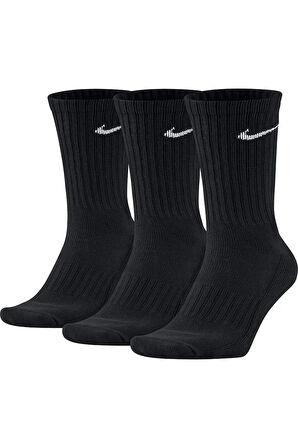 Nike Cushioned 3 Pack Cotton Crew Socks 3 lü Pamuklu Spor Çorap Siyah