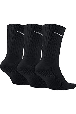 Nike Cushioned 3 Pack Cotton Crew Socks 3 lü Pamuklu Spor Çorap Siyah