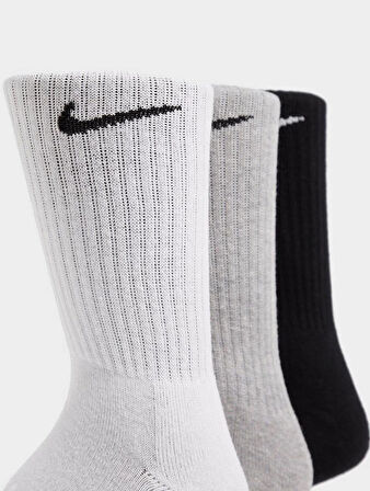 Nike Dri Fit 3 Pack Cotton Crew Socks 3 lü Pamuklu Spor Çorap Beyaz Gri Siyah