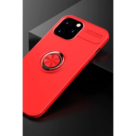 Apple İphone 12 Pro Max Kılıf Range Yüzüklü Silikon - Kırmızı