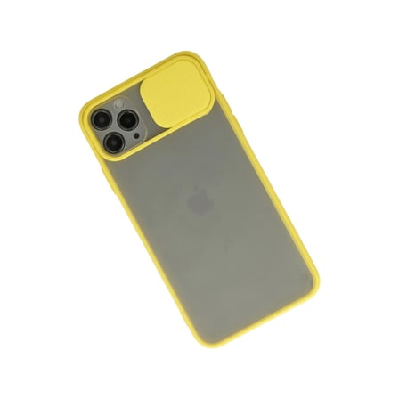 Apple İphone 11 Pro Max Kılıf Palm Buzlu Kamera Sürgülü Silikon - Sarı