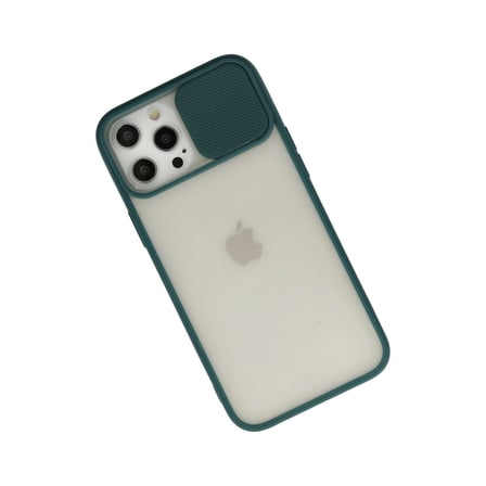 Apple İphone 12 Pro Max Kılıf Palm Buzlu Kamera Sürgülü Silikon - Yeşil