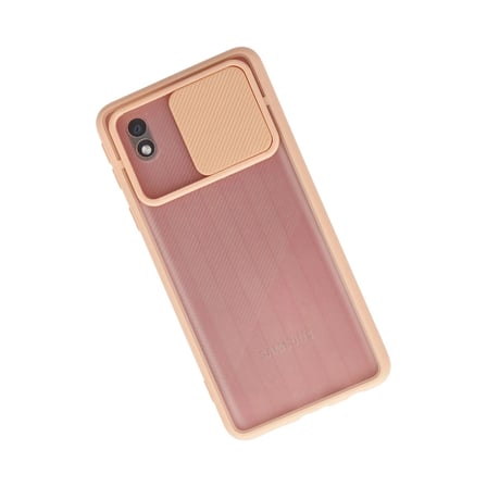 Samsung Galaxy A01 Core Kılıf Palm Buzlu Kamera Sürgülü Silikon - Pembe