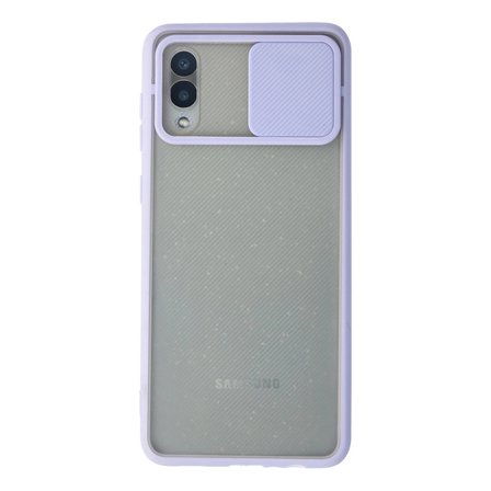 Samsung Galaxy A02 Kılıf Palm Buzlu Kamera Sürgülü Silikon - Lila