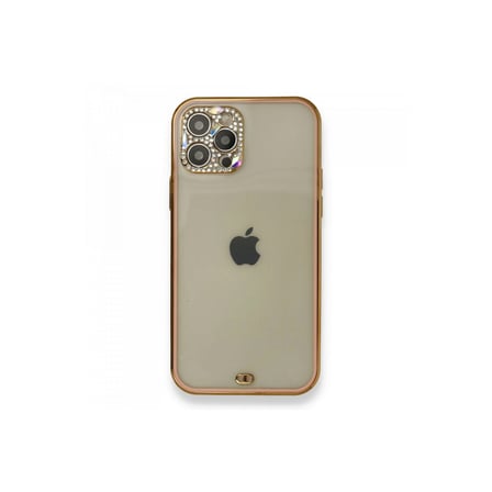 Apple İphone 12 Pro Kılıf Liva Taşlı Silikon - Pembe