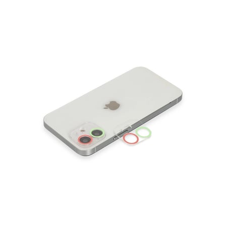 Apple İphone 12 Renkli Kamera Lens Koruma Cam - Yeşil-pembe