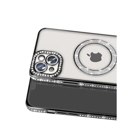 Apple İphone 15 Kılıf Joke Simli Magneticsafe Kılıf - Siyah