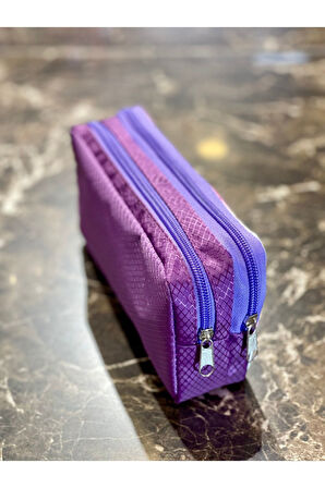 Unicorn Yıldız Desenli İki Bölmeli Çocuk Okul Lila Mor Kız Kalemlik Kalem Kutusu 21 x 11 x 6 cm