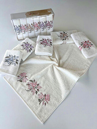 MYSOFT 6'LI 50X90 3D NAKIŞLI HAVLU - SÜMBÜL