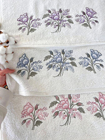 MYSOFT 6'LI 50X90 3D NAKIŞLI HAVLU - SÜMBÜL