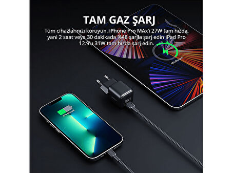AUKEY PA-B1L-BK 30W Omnia II Mini GaN Type-C PD Şarj Adaptörü