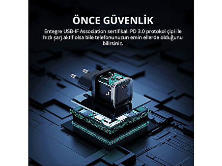 AUKEY PA-B1L-BK 30W Omnia II Mini GaN Type-C PD Şarj Adaptörü