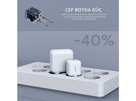 AUKEY PA-B1L-WH 30W Omnia II Mini GaN Type-C PD Şarj Adaptörü