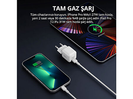 AUKEY PA-B1L-WH 30W Omnia II Mini GaN Type-C PD Şarj Adaptörü