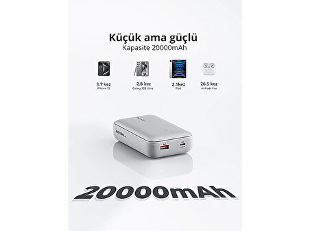 AUKEY PB-Y57-WH 22.5W 20000 mAh PD QC3.0 Type-C USB-A Taşınabilir Şarj Cihazı