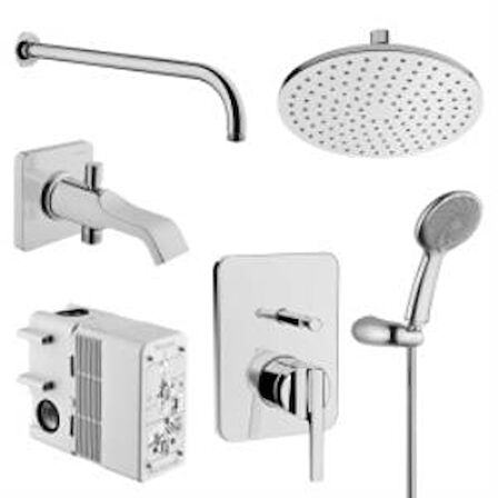 VitrA Suit Ankastre Elduşlu Banyo/Duş Seti,6 Parça, Krom (A42286, A42490, A45652, A41949, A45708, A45679)