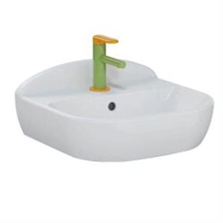 VitrA Sento Kids Lavabo ve Yarım Ayak Seti,45 CM, Beyaz Mavi