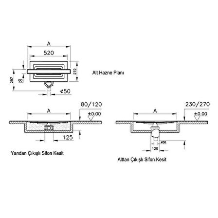 VitrA 59980560000 Eco Flow DK100 40cm Duş Kanalı, Parlak Altın Alttan