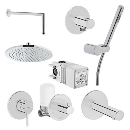 VitrA Origin Ankastre Duş Seti - Krom - 8 Parça