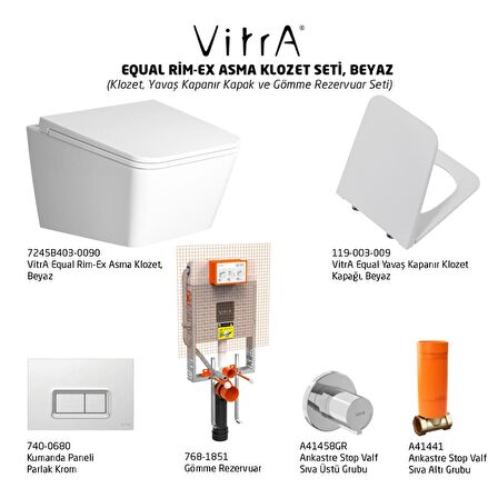 VitrA Equal Rim-Ex Asma Klozet ve Soft Kapak Seti, Beyaz