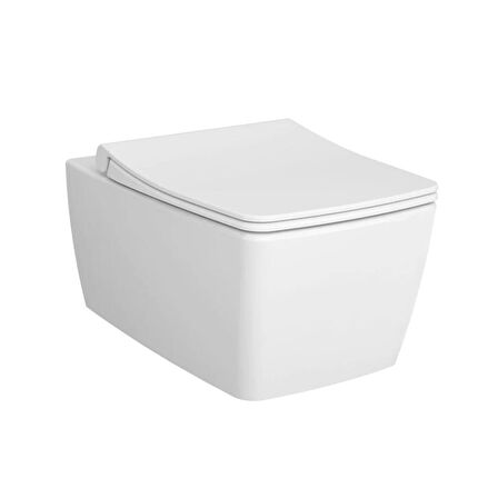 VitrA Metropole Kanallı Asma Klozet ve Soft Slim Kapak Seti, Beyaz