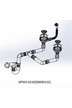 Teka 50000132 Eviye Sifon Takımı Taşımlı 1,5 Gözlü, 2 x 3½" YT