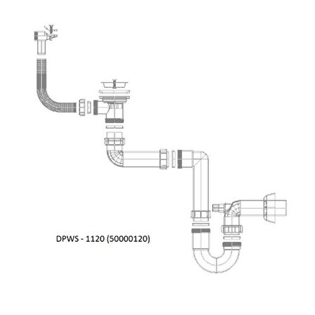 Teka 50000120 Eviye Sifon Takımı Taşımlı 1 Gözlü, 1½" DKT