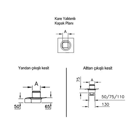 VitrA 5607280 Elegant V-Flow DK200 010 Kare Yalıtımlı Duş Kanalı - Parlak Altın Yandan 50