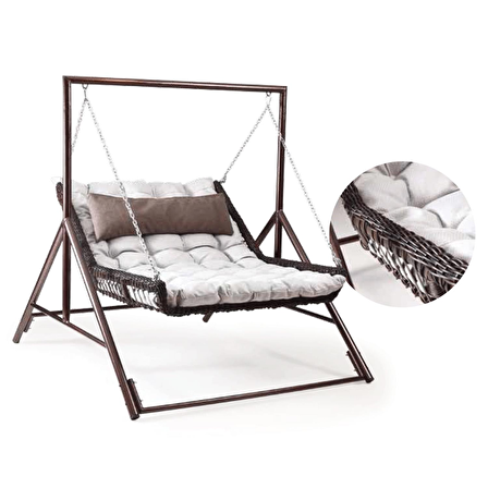 Capri Swing Capri Bed Çiftli Rattan Bahçe Balkon Salıncağı