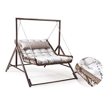 Capri Swing Capri Bed Çiftli Rattan Bahçe Balkon Salıncağı