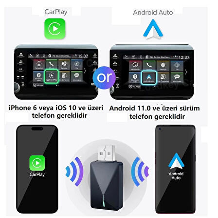 Yate10 Kablosuz Android Auto/Car Play USB Dongle