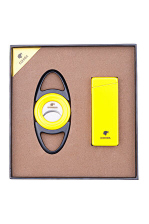 Cohiba Çakmak Kesici İkili Sarı - Siyah Puro Seti