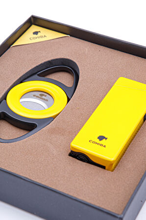 Cohiba Çakmak Kesici İkili Sarı - Siyah Puro Seti