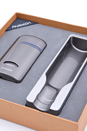 Parmida Çakmak Küllük İkili Gunmetal Puro Seti
