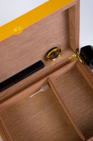 Cohiba Sarı Nokta Desenli Sedir Humidor Puro Kutusu