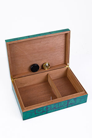 Cohiba Yeşil Desenli Sedir Humidor Puro Kutusu