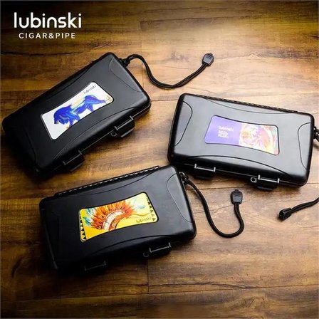 Lubinski Seyahat Puro Kutusu Humidor Kırılmaz Plastik Siyah Lion 5's