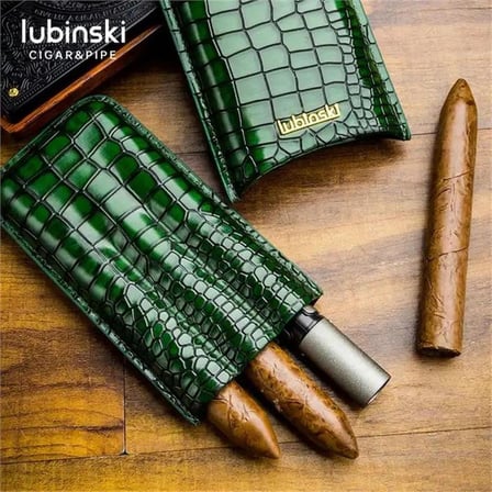 Lubinski Deri 3'lü Puro Kılıfı Siyah Desenli(60 Ring)