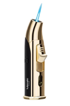 Lubinski Tek Torch Pürmüz Siyah Gold Metal Masa Tipi Puro Çakmağı