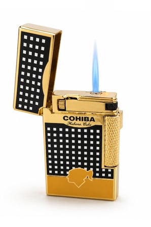 Cohiba Soft Flame & Tek Torch Pürmüz Sarı Siyah Nokta desenli Puro Çakmağı