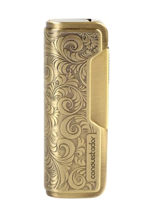 Conquistador Tek Torch Pürmüz Gold İşlemeli Metal Puro Çakmağı