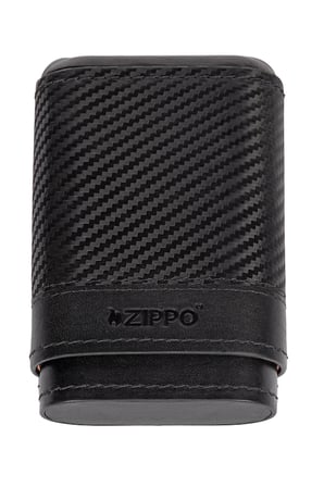 Zippo Siyah Karbon Desenli Dahili Kılıflı Deri Puro Taşıma Çantası & Seyahat Humidoru