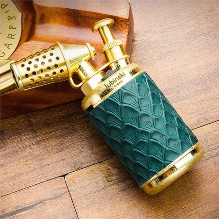 Lubinski Vintage Tek Torch Masa Tipi Puro Çakmağı Yeşil