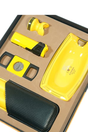 Cohiba Dört Torch Çakmak Küllük Sehpa Kesici Kılıf Sarı Beşli Puro Seti