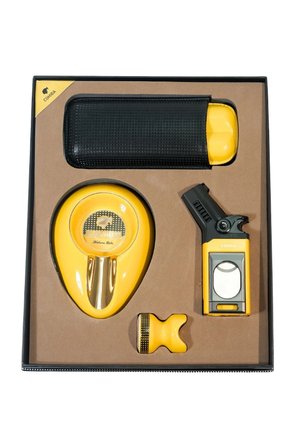 Cohiba Tek Torch Masa Tipi Çakmak Küllük Sehpa Kılıf Sarı Dörtlü Puro Seti
