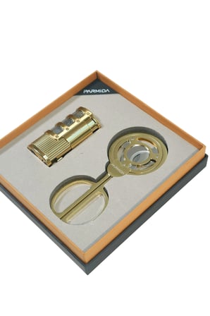Parmida 3 Torch Gold Çakmak Gold Makas İkili Puro Seti