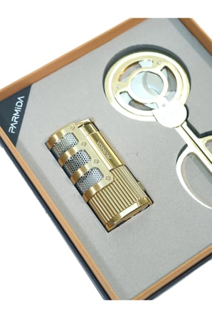 Parmida 3 Torch Gold Çakmak Gold Makas İkili Puro Seti