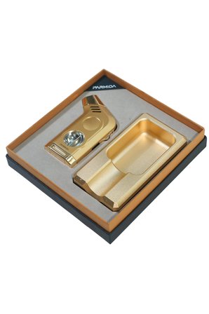 Parmida Gold Tek Torch Masa Tipi Çakmak Tekli Gold Küllük İkili Puro Seti